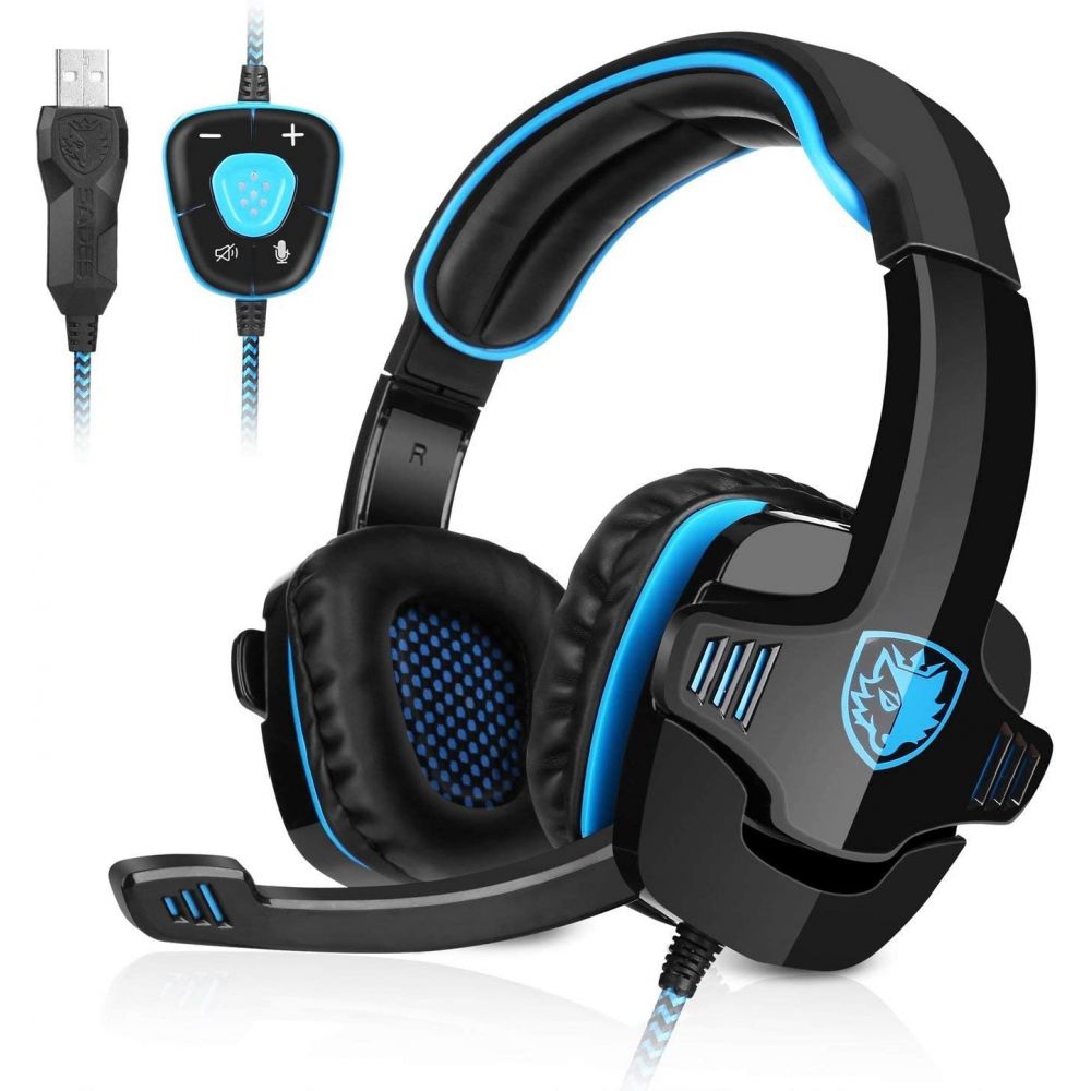 Auricular Headset Sades 901 Negro Azul