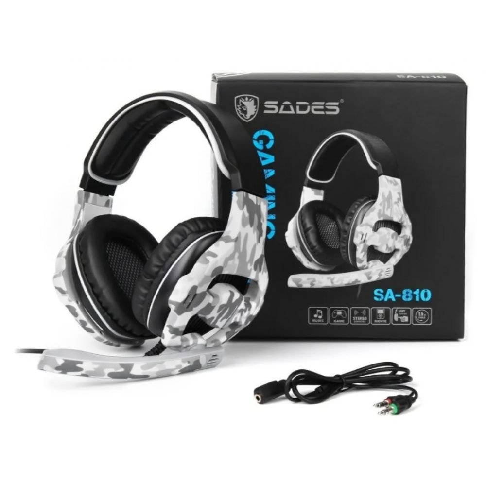 Auricular Headset Sades 810 Camuflado Blanco
